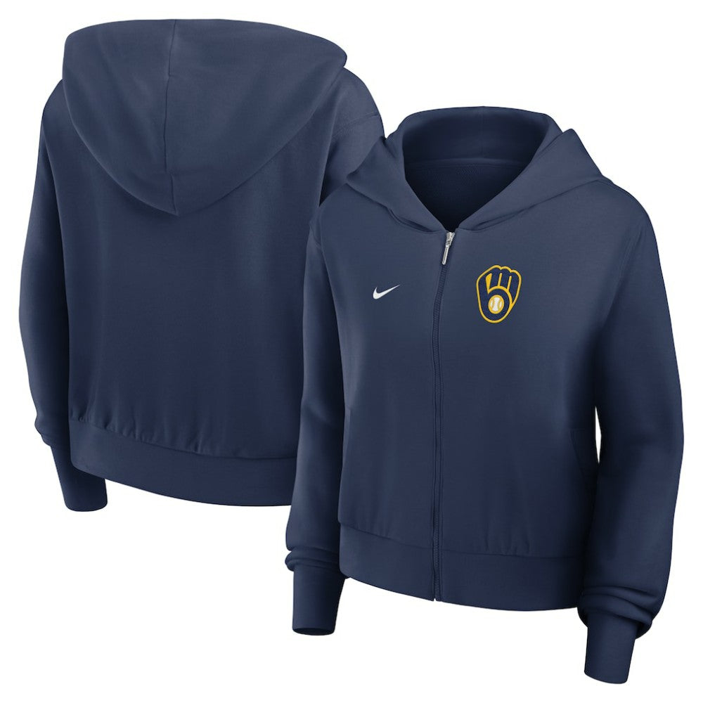 Milwaukee Brewers Nike Women's Cropped Chill Full-Zip Hoodie - MLB Hoodies