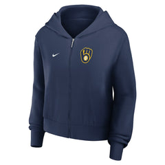 Milwaukee Brewers Nike Women's Cropped Chill Full-Zip Hoodie - MLB Hoodies