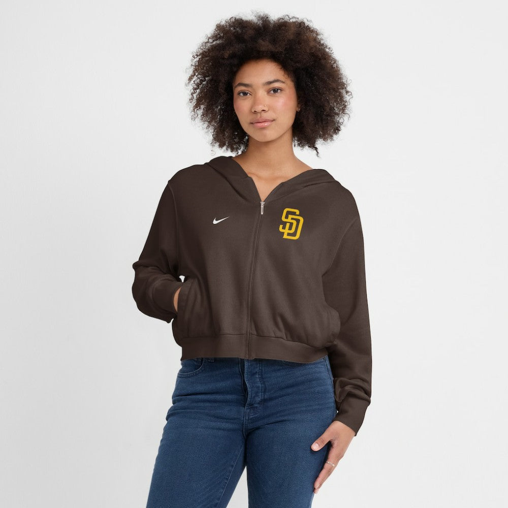 San Diego Padres Nike Women's Cropped Chill Full-Zip Hoodie - MLB Hoodies