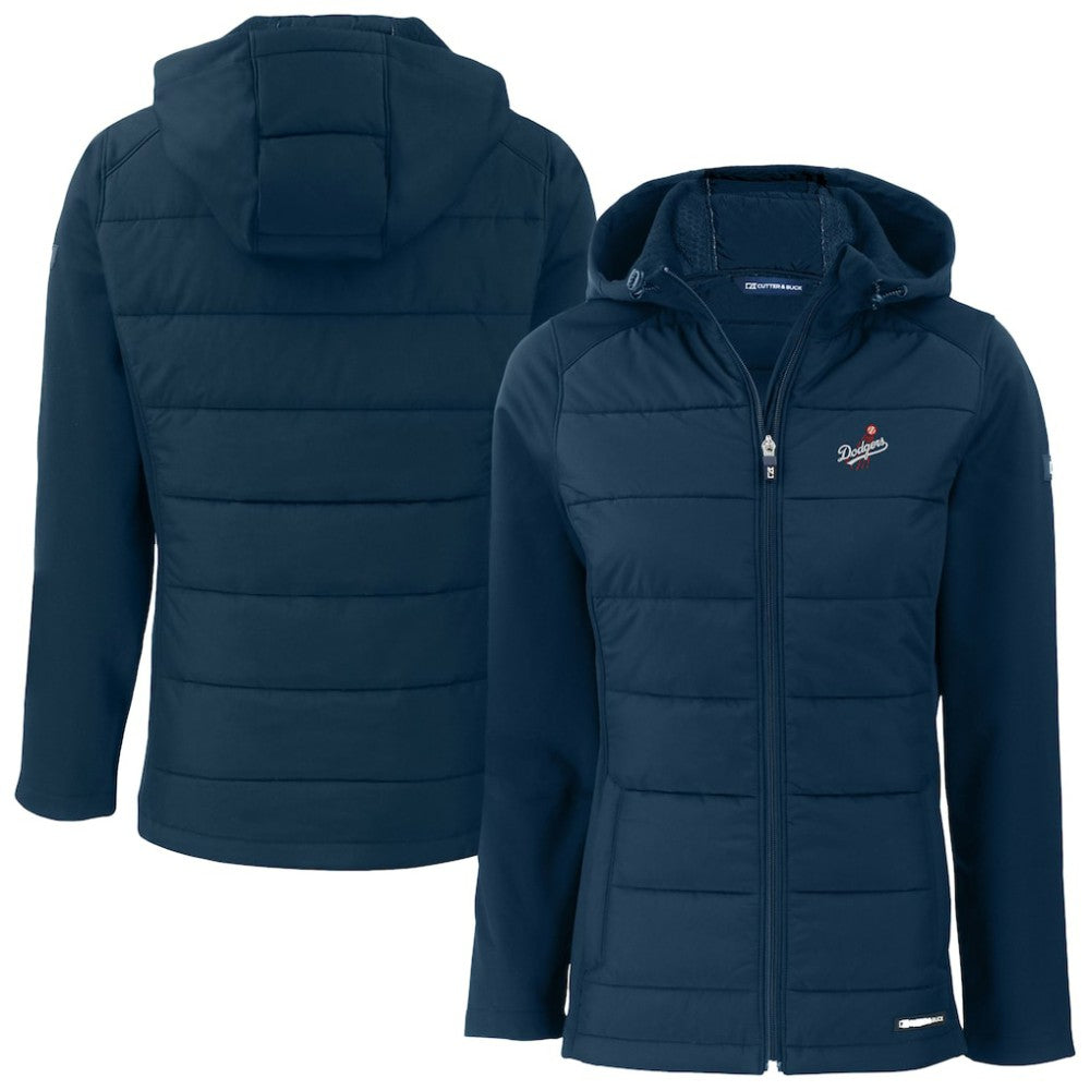 Los Angeles Dodgers Cutter & Buck Women's  Evoke Hybrid Eco Softshell Recycled Full-Zip Hoodie Jacket - MLB Jackets