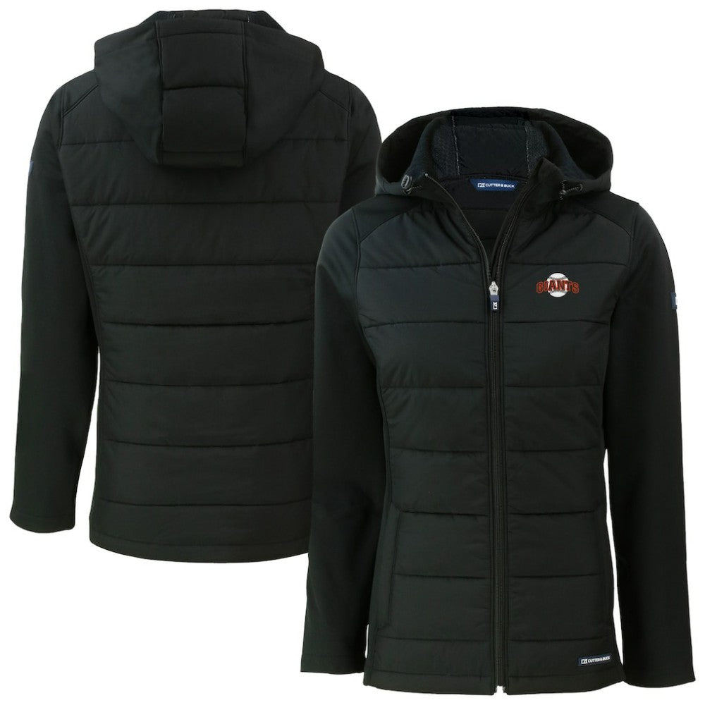 San Francisco Giants Cutter & Buck Women's  Evoke Hybrid Eco Softshell Recycled Full-Zip Hoodie Jacket - MLB Jackets