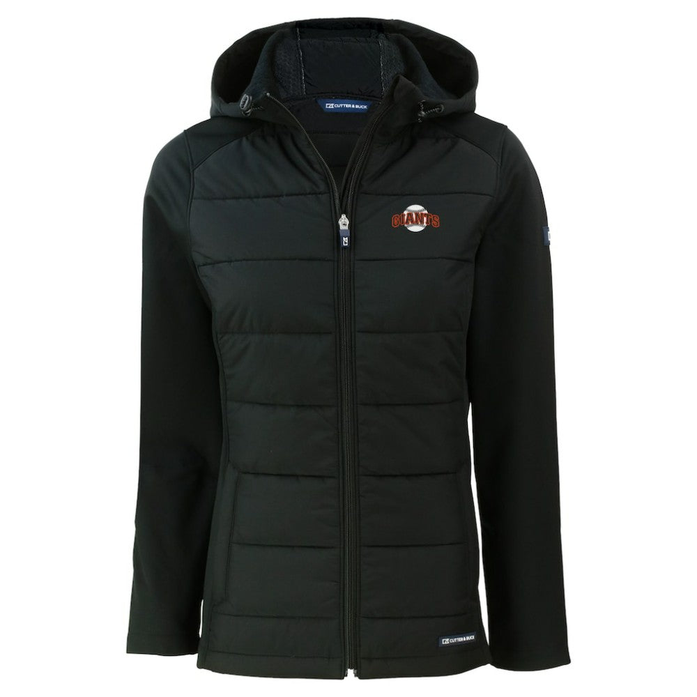 San Francisco Giants Cutter & Buck Women's  Evoke Hybrid Eco Softshell Recycled Full-Zip Hoodie Jacket - MLB Jackets