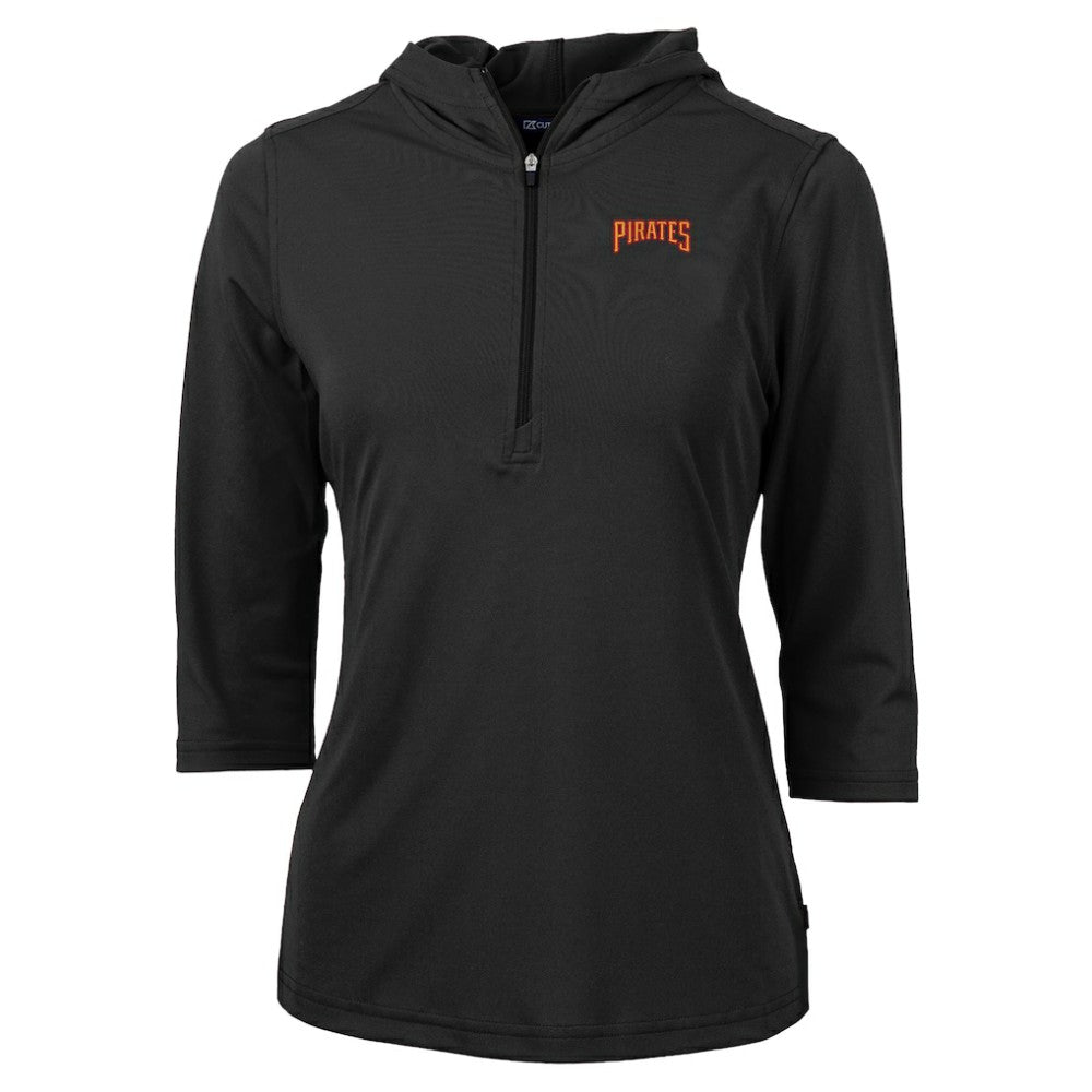 Pittsburgh Pirates Cutter & Buck Women's  DryTec Virtue Eco Pique Recycled 3/4-Sleeve Half-Zip Pullover Hoodie - MLB Hoodies