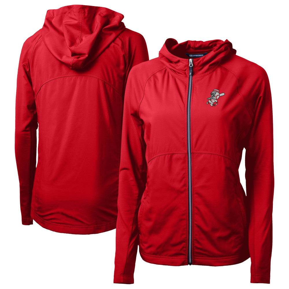 Cincinnati Reds Cutter & Buck Women's Cooperstown Collection Adapt Eco Knit Hybrid Recycled Full-Zip Hoodie - MLB Hoodies
