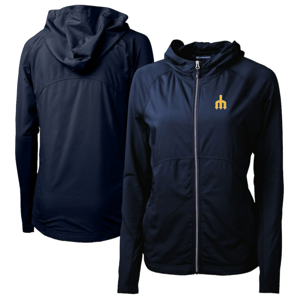 Seattle Mariners Cutter & Buck Women's  Adapt Eco Knit Hybrid Recycled Full-Zip Hoodie - MLB Hoodies