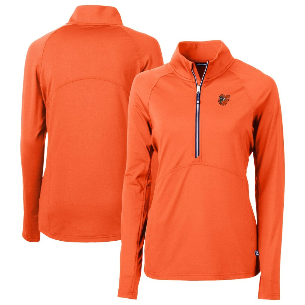 Baltimore Orioles Cutter & Buck Women's  DryTec Adapt Eco Knit Stretch Recycled Raglan Half-Zip Top - MLB Tops