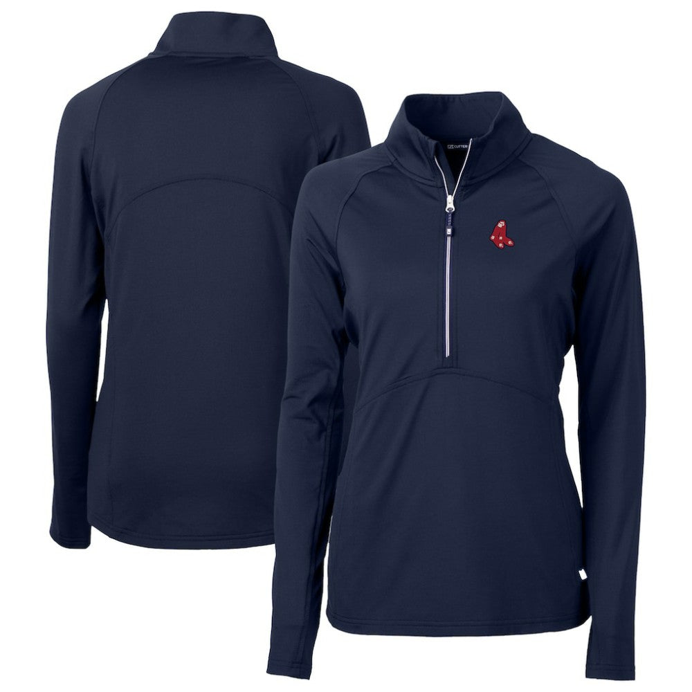 Boston Red Sox Cutter & Buck Women's  DryTec Adapt Eco Knit Stretch Recycled Raglan Half-Zip Top - MLB Tops