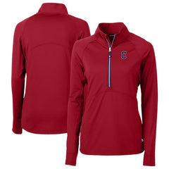 Cleveland Guardians Cutter & Buck Women's  DryTec Adapt Eco Knit Stretch Recycled Raglan Half-Zip Top - MLB Tops