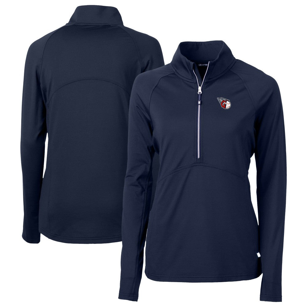 Cleveland Guardians Cutter & Buck Women's  DryTec Adapt Eco Knit Stretch Recycled Raglan Half-Zip Top - MLB Tops