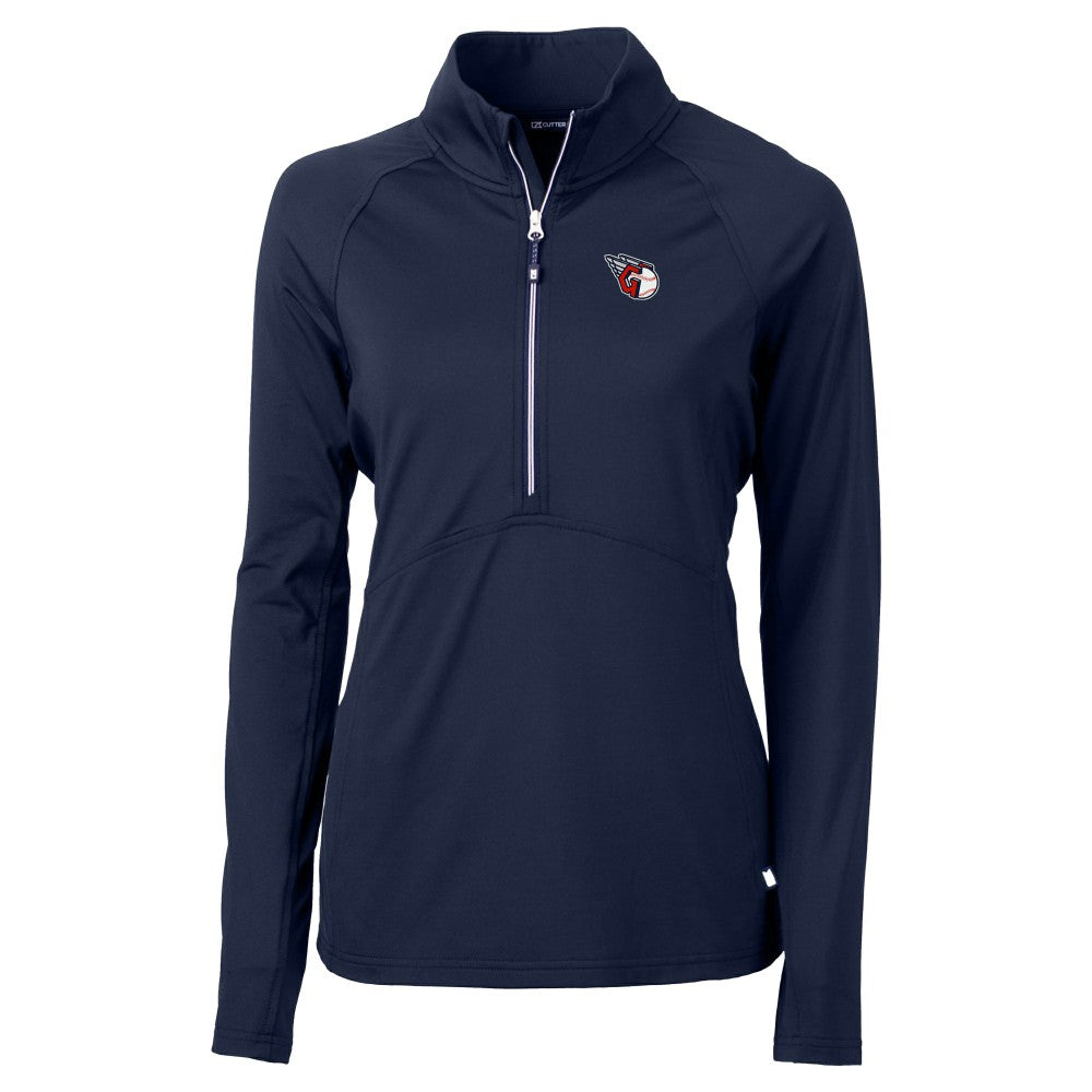 Cleveland Guardians Cutter & Buck Women's  DryTec Adapt Eco Knit Stretch Recycled Raglan Half-Zip Top - MLB Tops