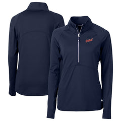 Detroit Tigers Cutter & Buck Women's  DryTec Adapt Eco Knit Stretch Recycled Raglan Half-Zip Top - MLB Tops