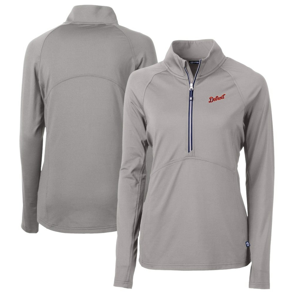 Detroit Tigers Cutter & Buck Women's  DryTec Adapt Eco Knit Stretch Recycled Raglan Half-Zip Top - MLB Tops