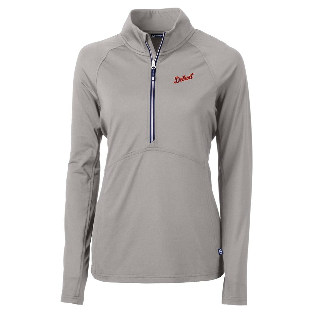 Detroit Tigers Cutter & Buck Women's  DryTec Adapt Eco Knit Stretch Recycled Raglan Half-Zip Top - MLB Tops