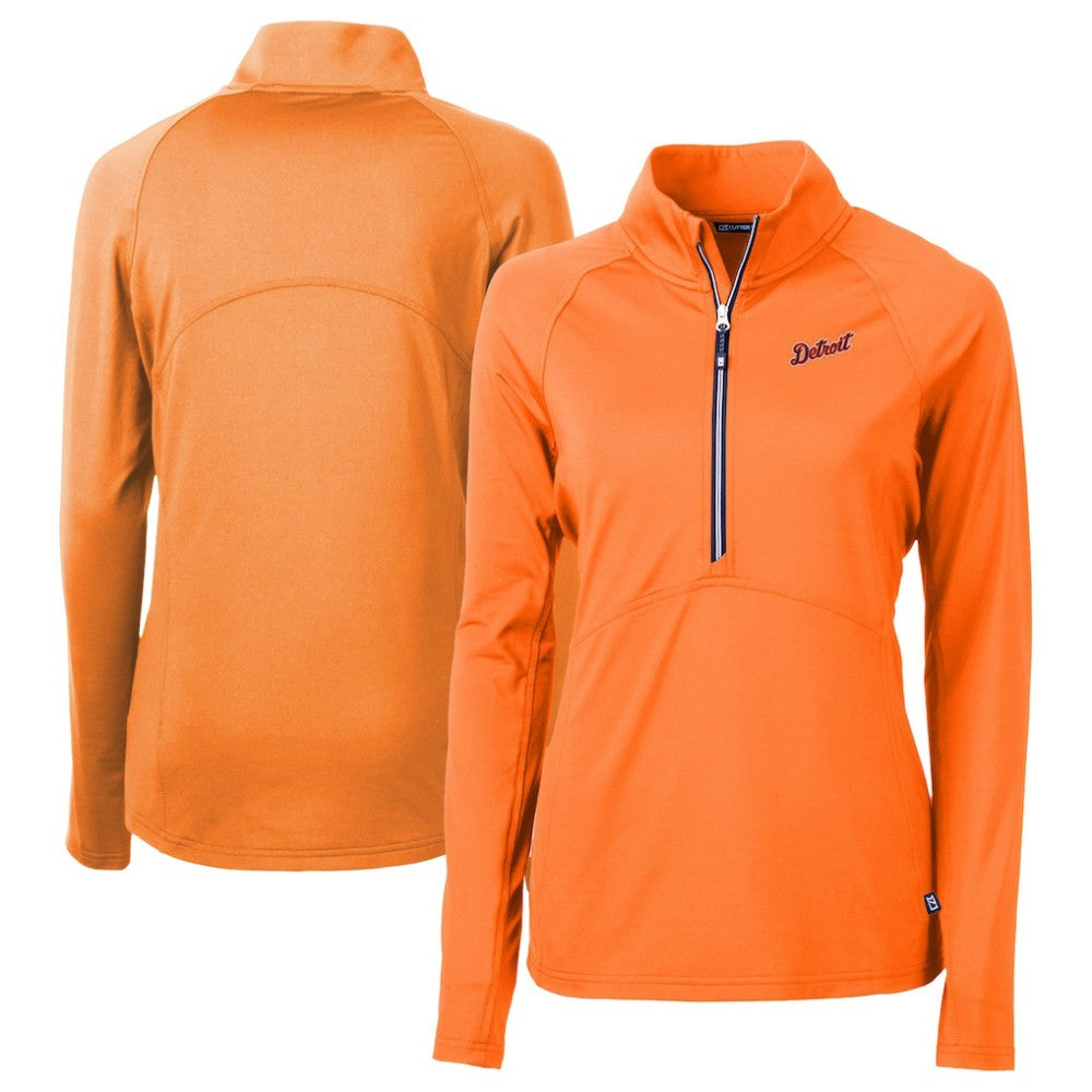 Detroit Tigers Cutter & Buck Women's  DryTec Adapt Eco Knit Stretch Recycled Raglan Half-Zip Top - MLB Tops