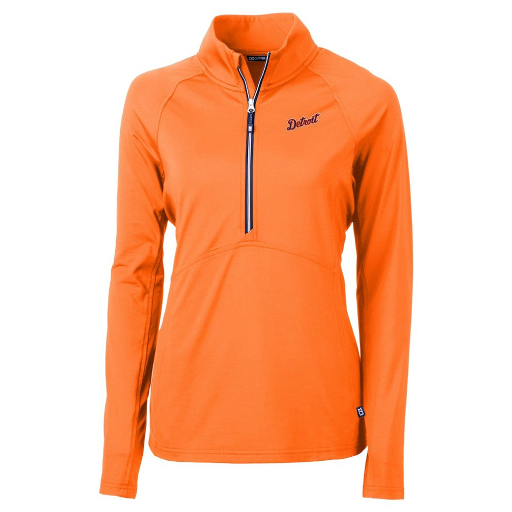 Detroit Tigers Cutter & Buck Women's  DryTec Adapt Eco Knit Stretch Recycled Raglan Half-Zip Top - MLB Tops