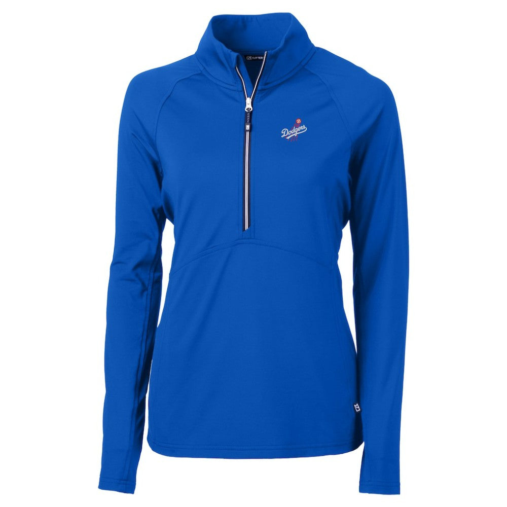 Los Angeles Dodgers Cutter & Buck Women's  DryTec Adapt Eco Knit Stretch Recycled Raglan Half-Zip Top - MLB Tops