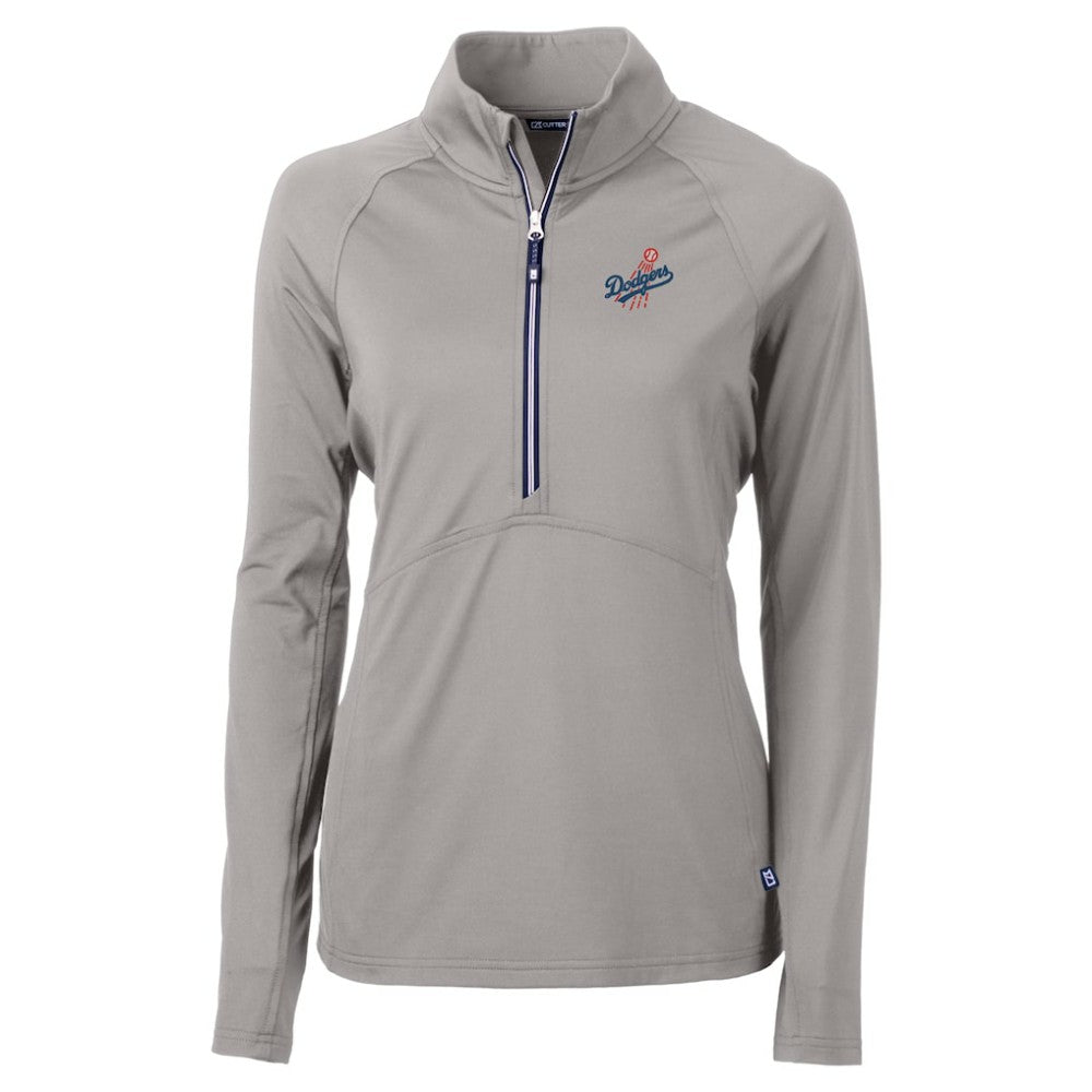 Los Angeles Dodgers Cutter & Buck Women's  DryTec Adapt Eco Knit Stretch Recycled Raglan Half-Zip Top - MLB Tops