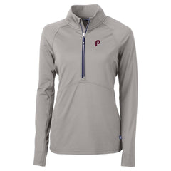 Philadelphia Phillies Cutter & Buck Women's Cooperstown Collection DryTec Adapt Eco Knit Stretch Recycled Raglan Half-Zip Top - MLB Tops