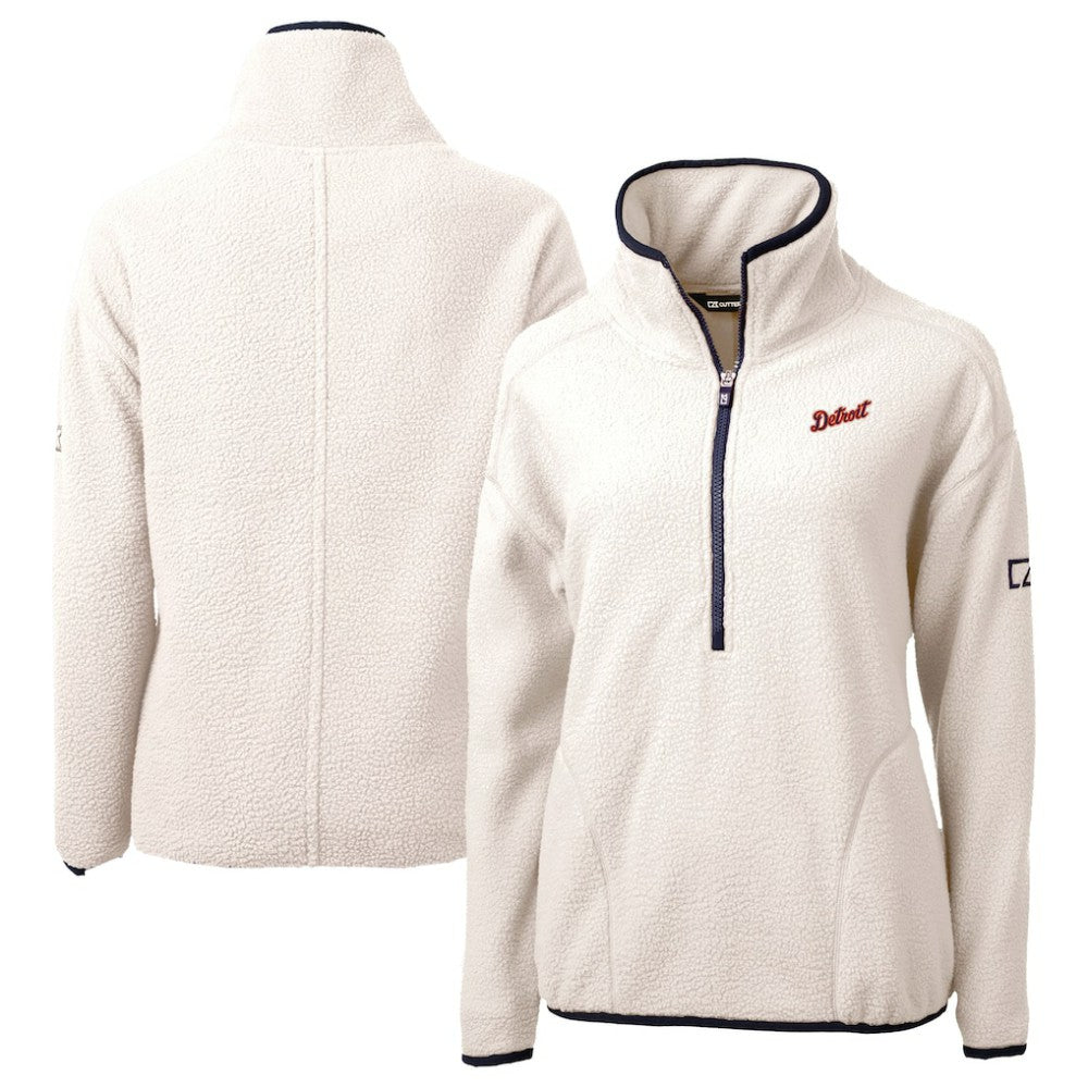Detroit Tigers Cutter & Buck Women's  Cascade Eco Sherpa Fleece Half-Zip Pullover Jacket - MLB Jackets