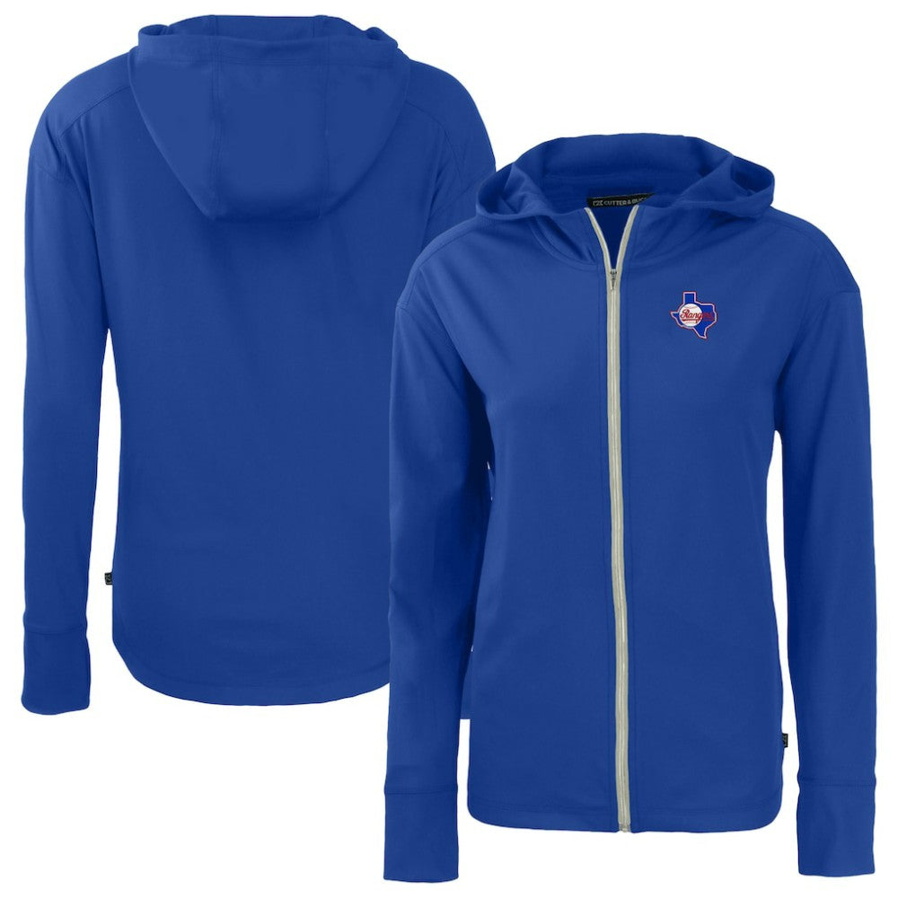 Texas Rangers Cutter & Buck Women's Cooperstown Collection Daybreak Eco Recycled Full-Zip Hoodie Jacket - MLB Jackets