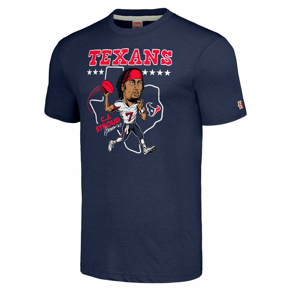 Houston Texans C.J. Stroud  Homage Unisex Caricature Player Tri-Blend T-Shirt | NFL On sale