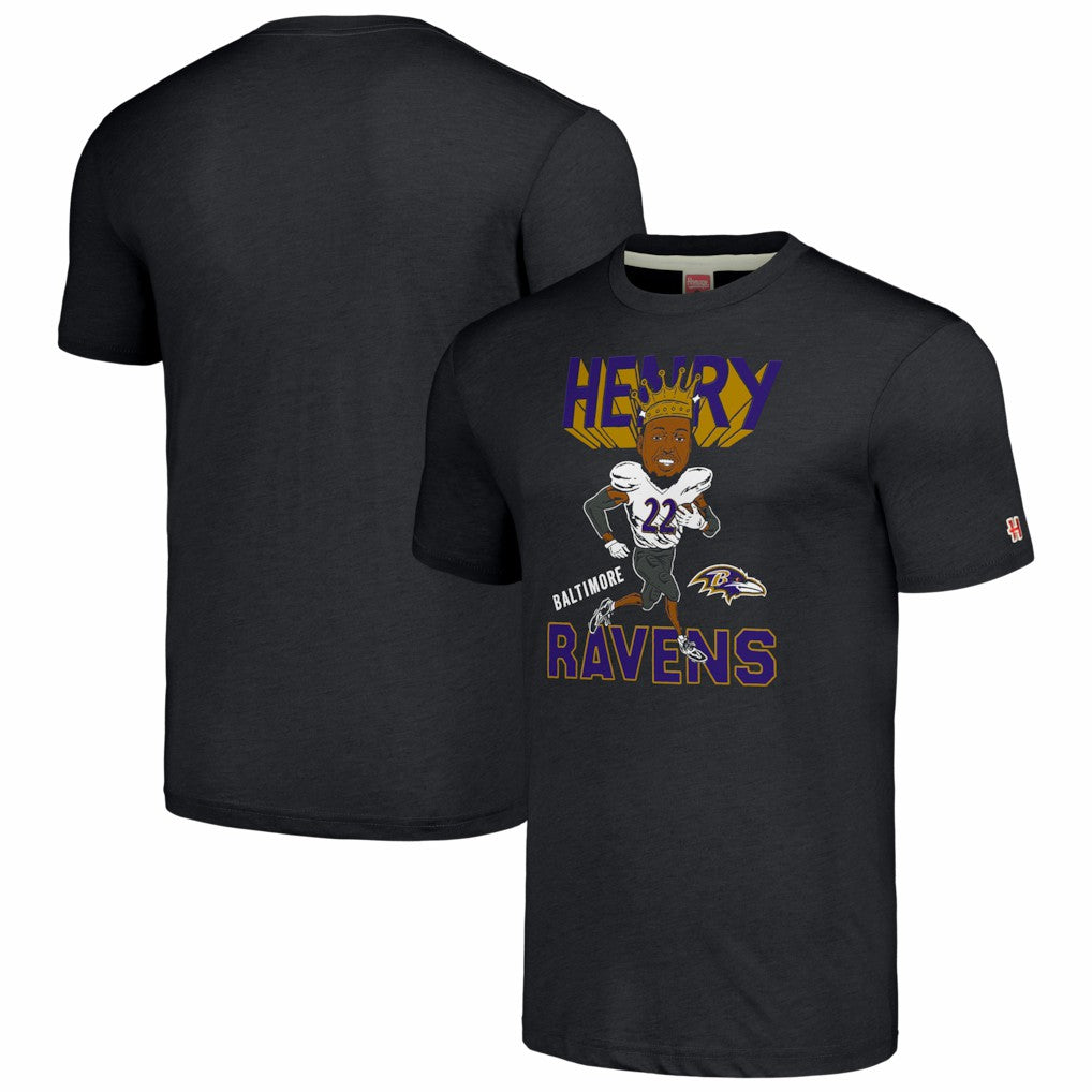 Baltimore Ravens Derrick Henry  Homage Unisex Caricature Player Tri-Blend T-Shirt | NFL Near me