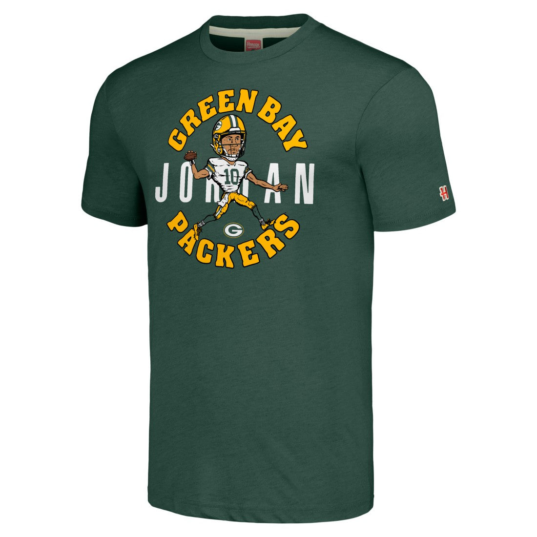 Green Bay Packers Jordan Love  Homage Unisex Caricature Player Tri-Blend T-Shirt | NFL Hot