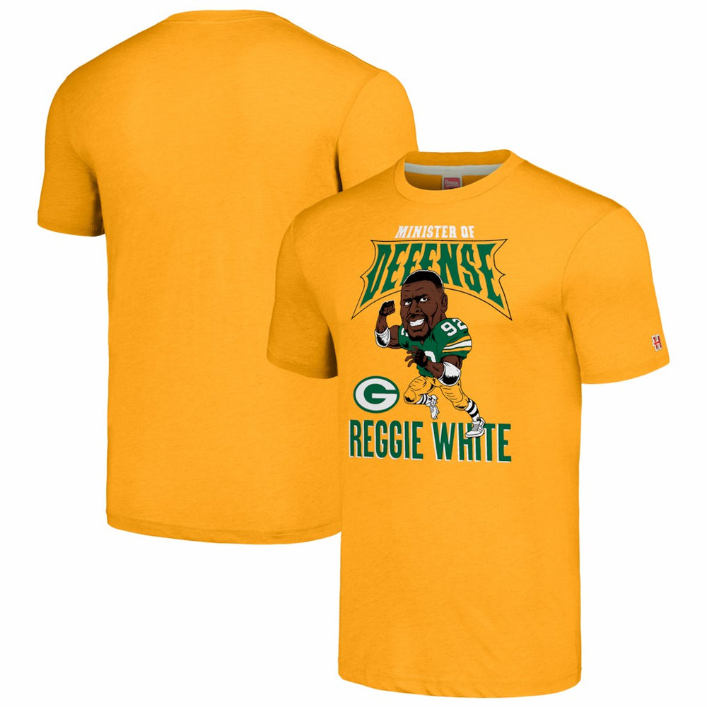 Green Bay Packers Reggie White  Homage Unisex Caricature Retired Player Tri-Blend T-Shirt | NFL Hot