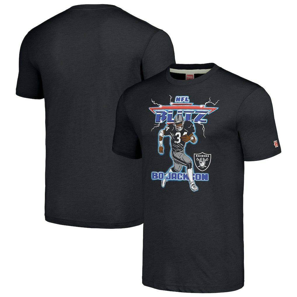 Las Vegas Raiders Bo Jackson  Homage Unisex NFL Blitz Retired Player Tri-Blend T-Shirt | NFL Discount