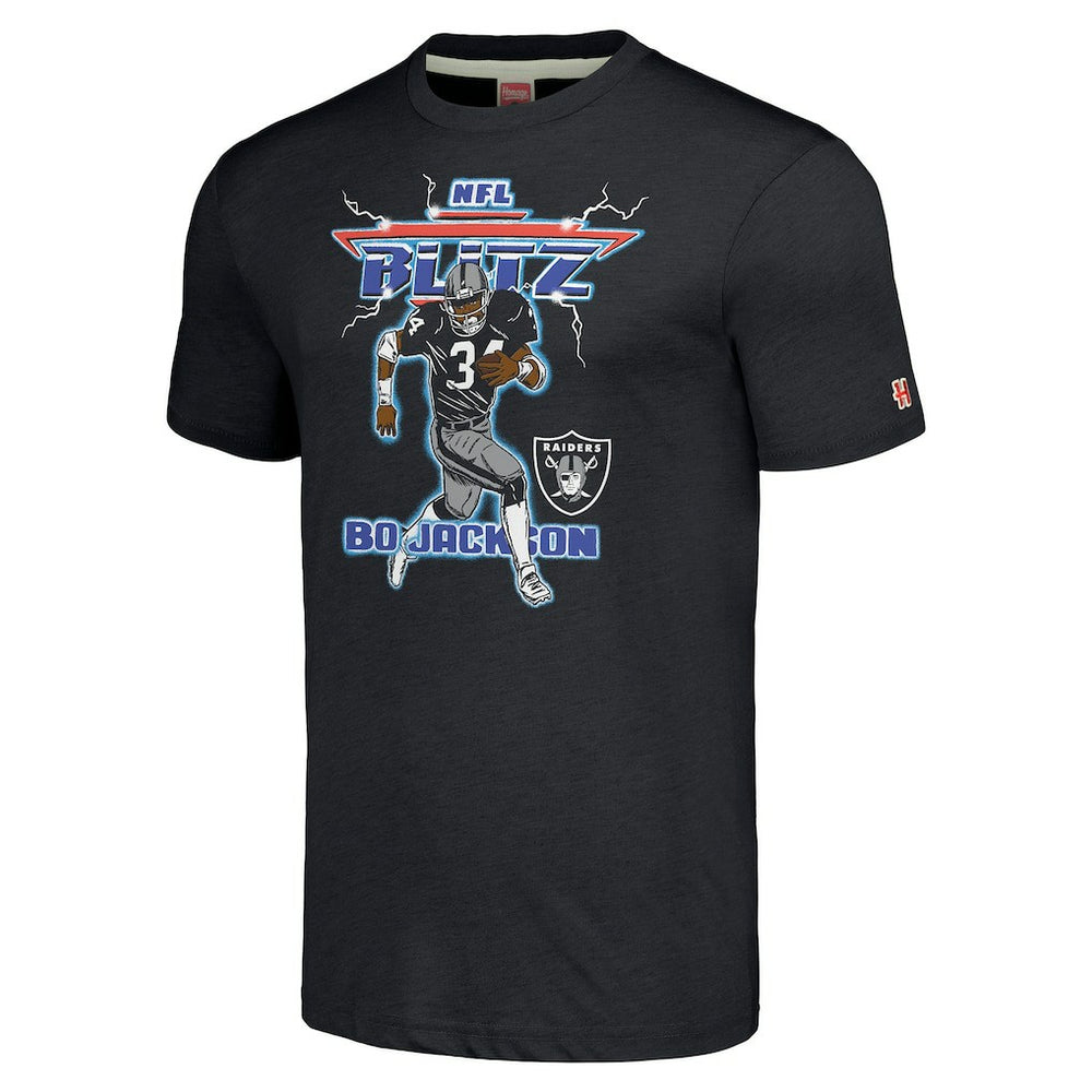 Las Vegas Raiders Bo Jackson  Homage Unisex NFL Blitz Retired Player Tri-Blend T-Shirt | NFL Discount
