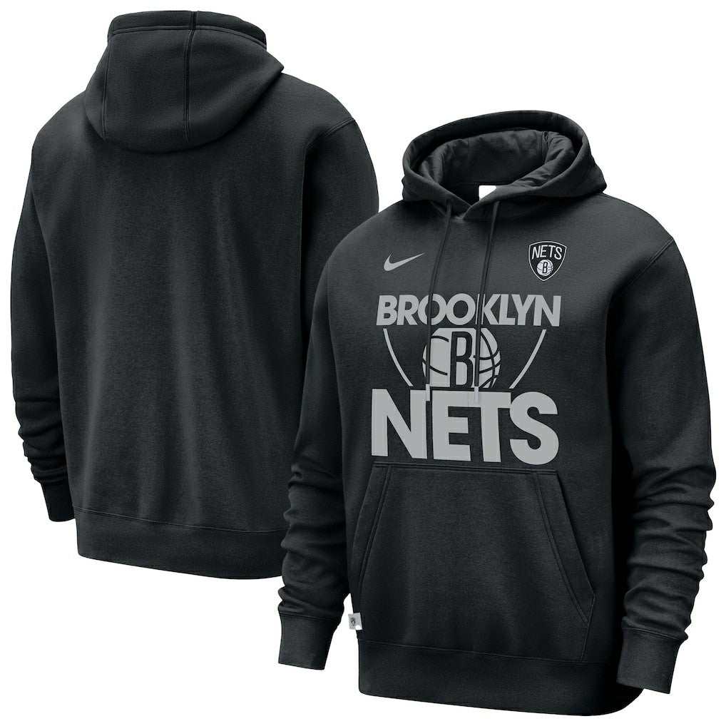 Black Brooklyn Nets Courtside Club Pullover Hoodie | NBA