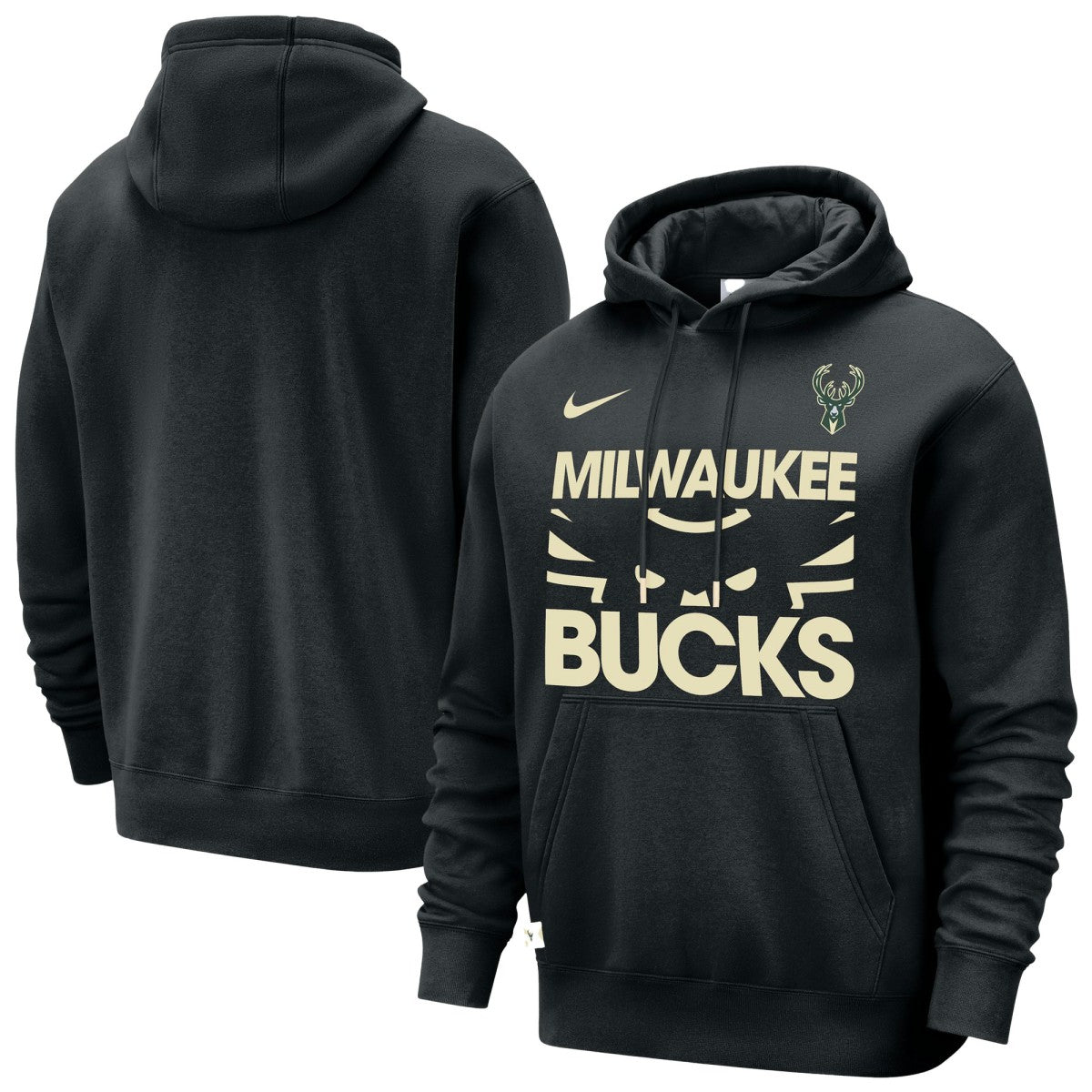 Black Milwaukee Bucks Courtside Club Pullover Hoodie | NBA