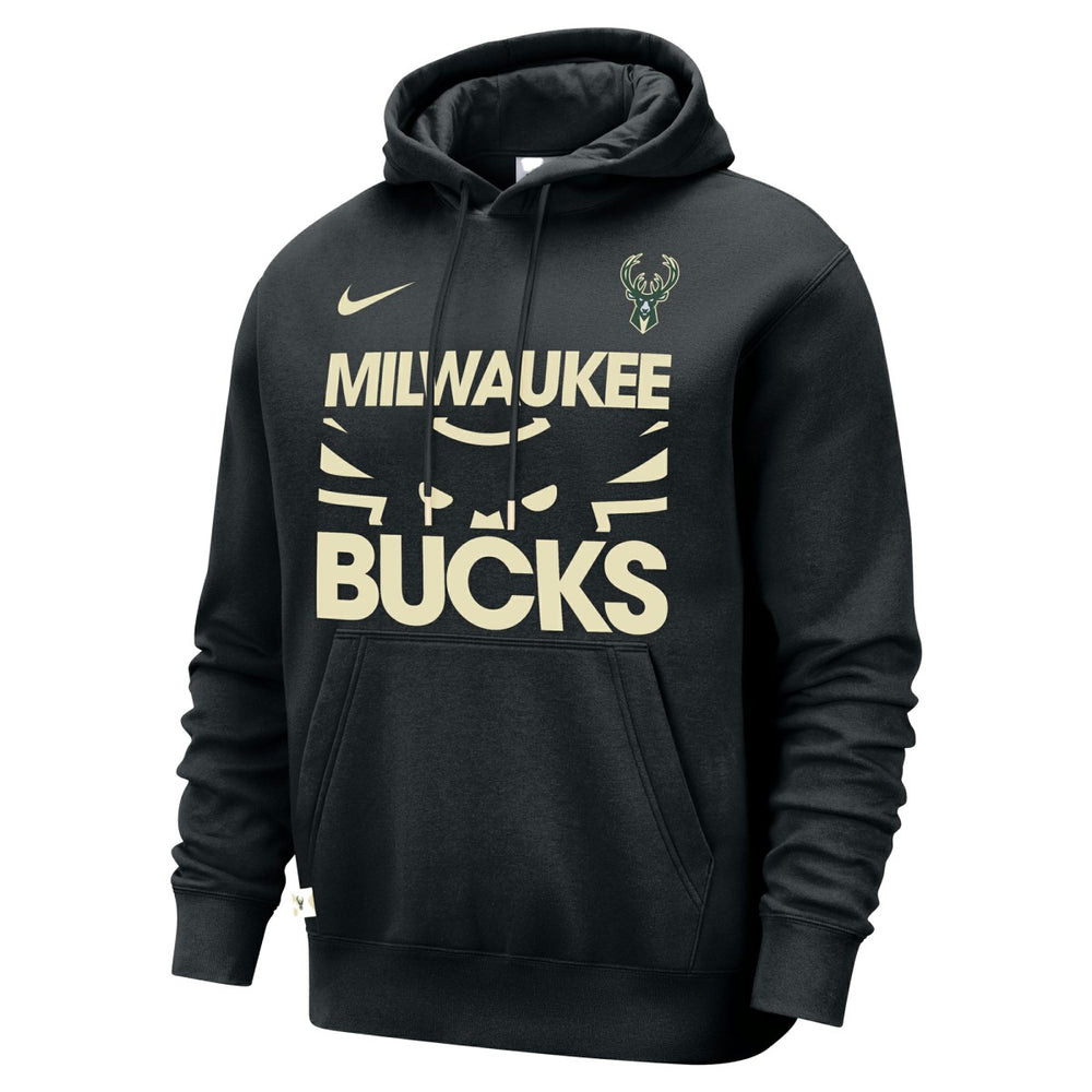 Black Milwaukee Bucks Courtside Club Pullover Hoodie | NBA