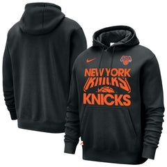 Black New York Knicks Courtside Club Pullover Hoodie | NBA