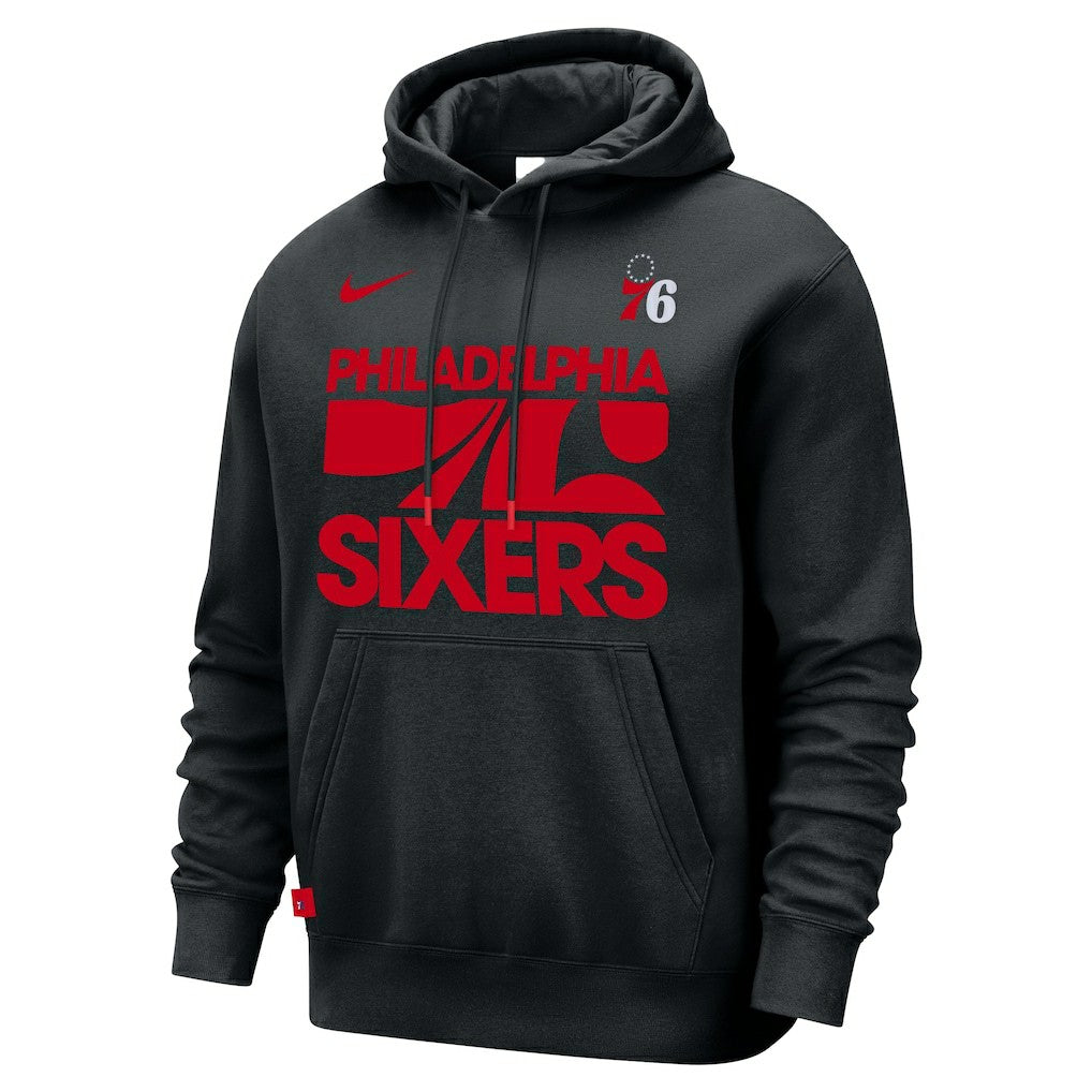 Black Philadelphia 76ers Courtside Club Pullover Hoodie | NBA