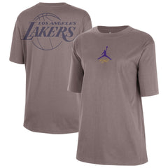 Charcoal Los Angeles Lakers Jordan Brand Women's Courtside Statement Edition Boyfriend T-Shirt | NBA