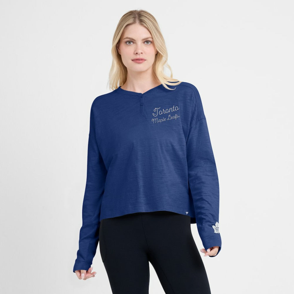 Toronto Maple Leafs Fanatics Women's Oversized All Out Effort Long Sleeve Henley T-Shirt -  NHL T-shirts