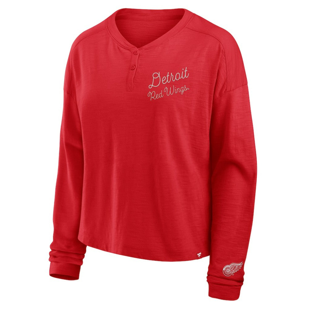 Detroit Red Wings Fanatics Women's Oversized All Out Effort Long Sleeve Henley T-Shirt -  NHL T-shirts