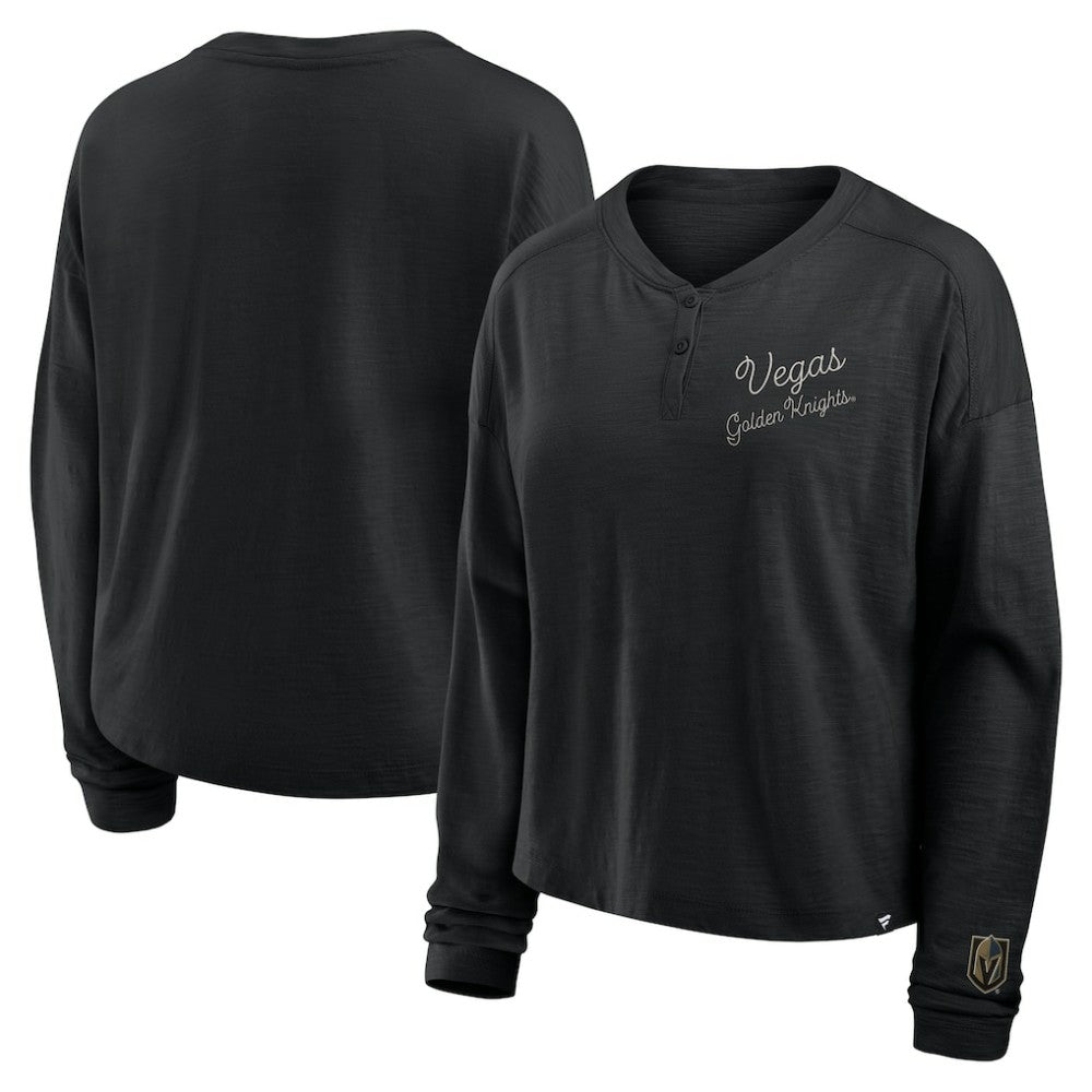 Vegas Golden Knights Fanatics Women's Oversized All Out Effort Long Sleeve Henley T-Shirt -  NHL T-shirts