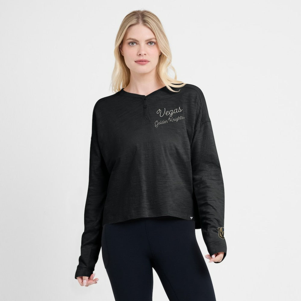 Vegas Golden Knights Fanatics Women's Oversized All Out Effort Long Sleeve Henley T-Shirt -  NHL T-shirts