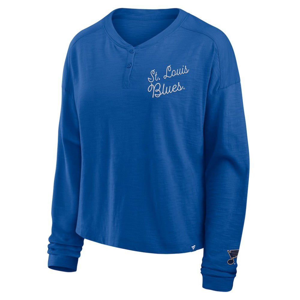 St. Louis Blues Fanatics Women's Oversized All Out Effort Long Sleeve Henley T-Shirt -  NHL T-shirts