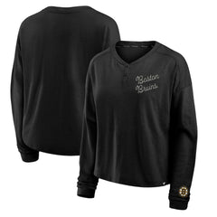 Boston Bruins Fanatics Women's Oversized All Out Effort Long Sleeve Henley T-Shirt -  NHL T-shirts