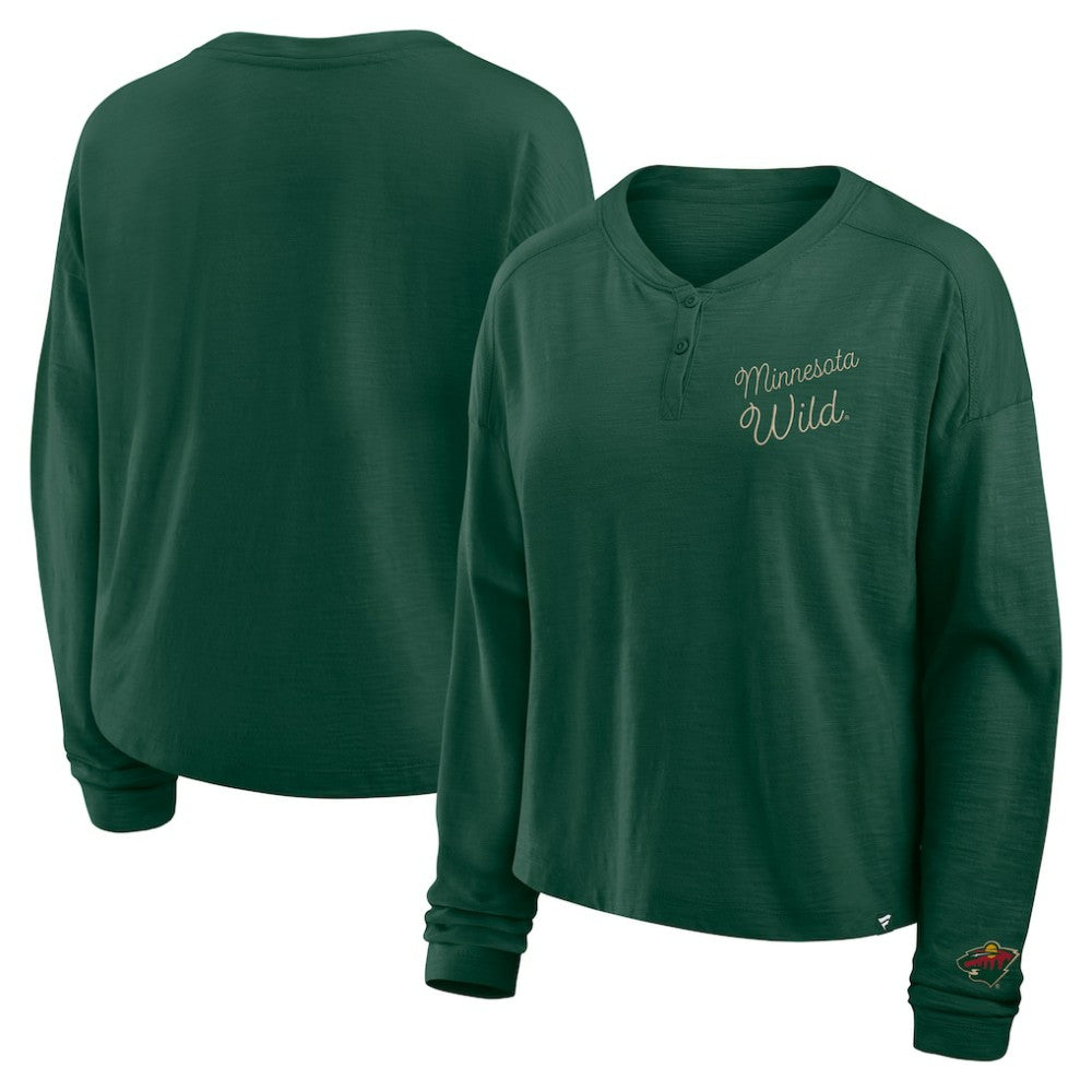 Minnesota Wild Fanatics Women's Oversized All Out Effort Long Sleeve Henley T-Shirt -  NHL T-shirts