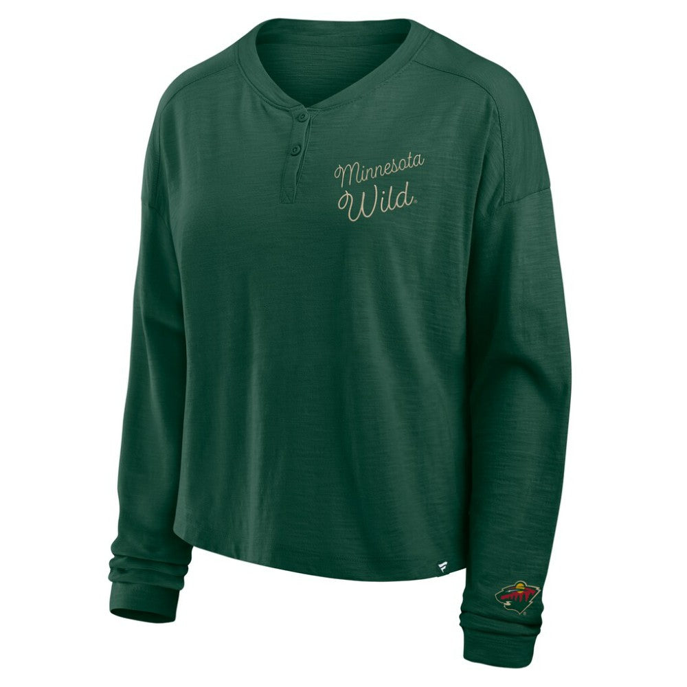 Minnesota Wild Fanatics Women's Oversized All Out Effort Long Sleeve Henley T-Shirt -  NHL T-shirts