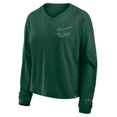 Minnesota Wild Fanatics Women's Oversized All Out Effort Long Sleeve Henley T-Shirt -  NHL T-shirts