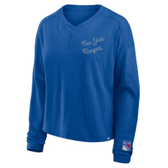 New York Rangers Fanatics Women's Oversized All Out Effort Long Sleeve Henley T-Shirt -  NHL T-shirts