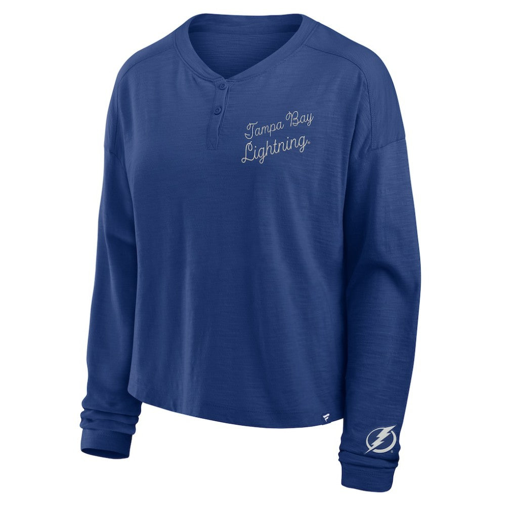 Tampa Bay Lightning Fanatics Women's Oversized All Out Effort Long Sleeve Henley T-Shirt -  NHL T-shirts