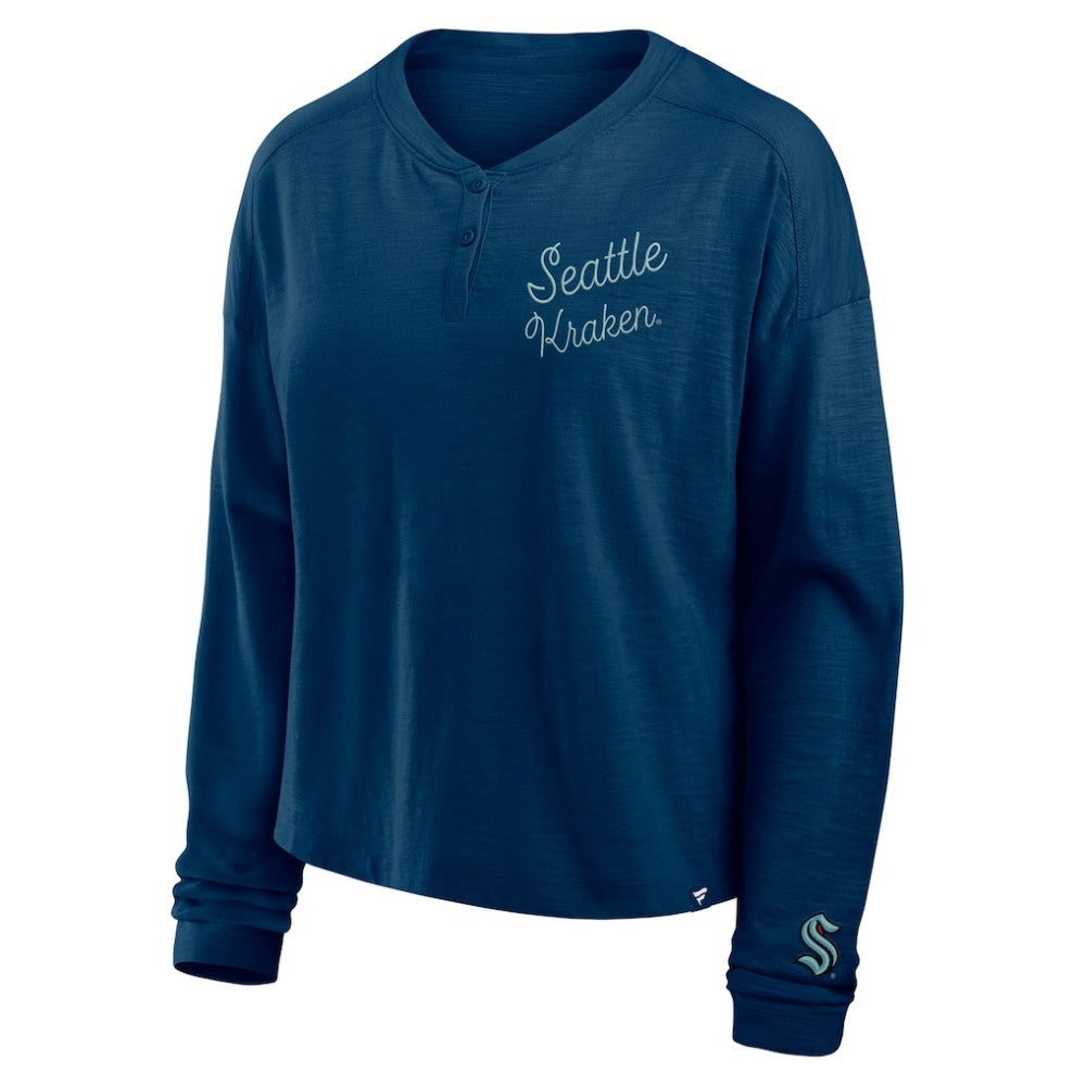Seattle Kraken Fanatics Women's Oversized All Out Effort Long Sleeve Henley T-Shirt -  NHL T-shirts