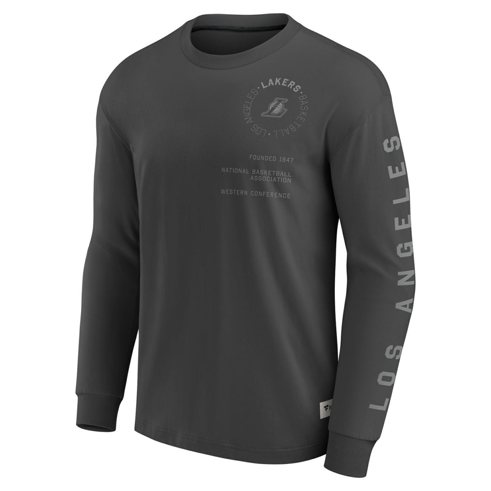Gray Los Angeles Lakers Elements Future Ground Tonal Info Long Sleeve T-Shirt | NBA