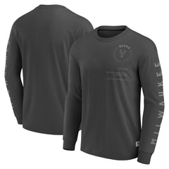 Gray Milwaukee Bucks Elements Future Ground Tonal Info Long Sleeve T-Shirt | NBA